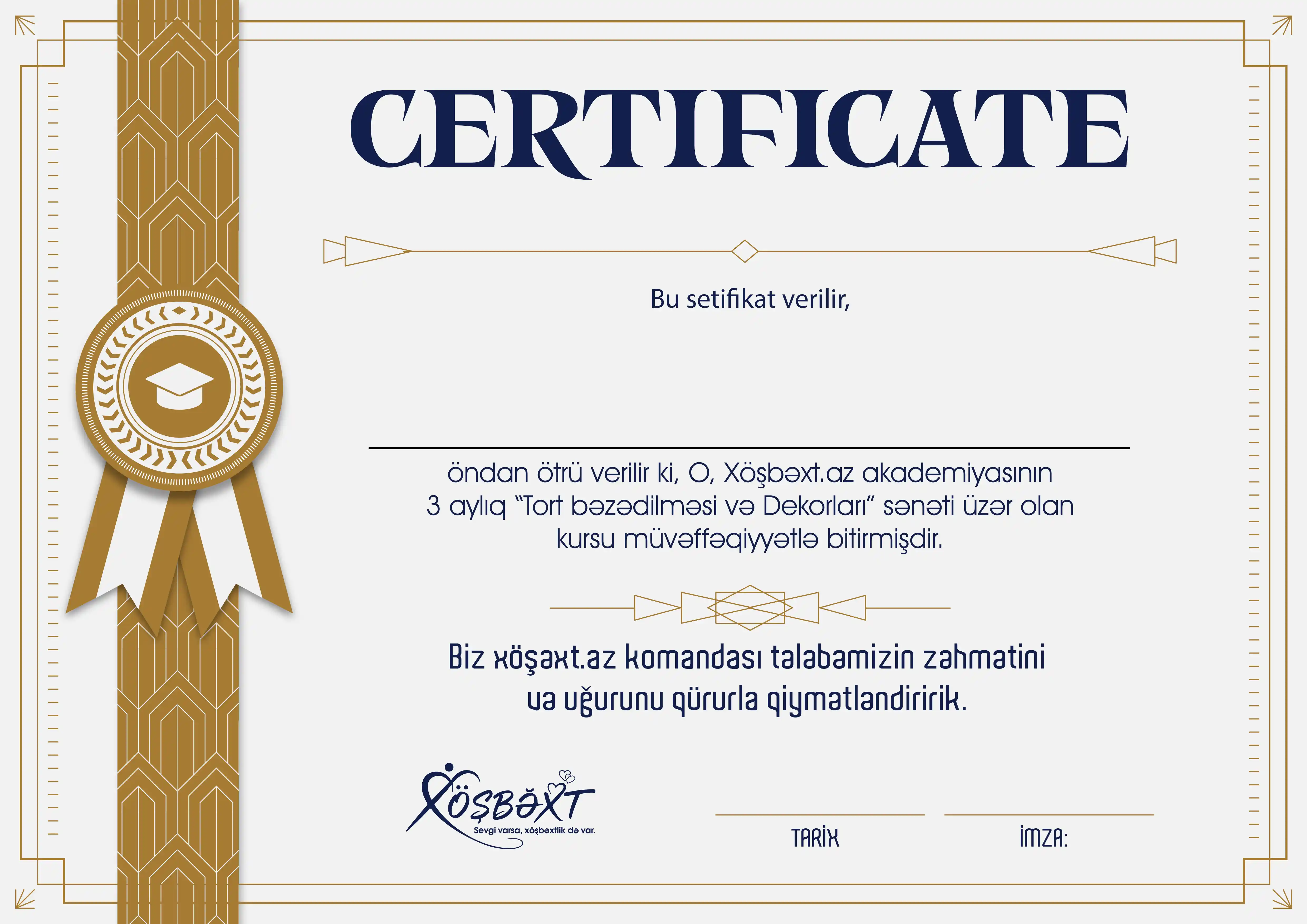 XOSBEXT.AZ Sertifikatı